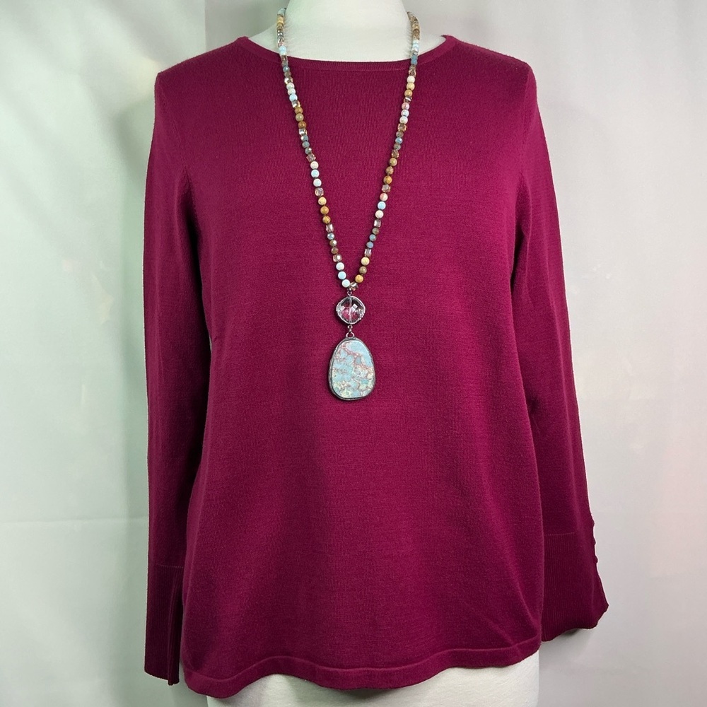 Chico's Size L 2 Rich Berry Blouse Fall Sweater Topβ